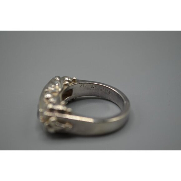 Purple Stone Bar Cluster Ring Single Row Sterling Silver 925 Nepal Stamp Sz 10 - Picture 6 of 7